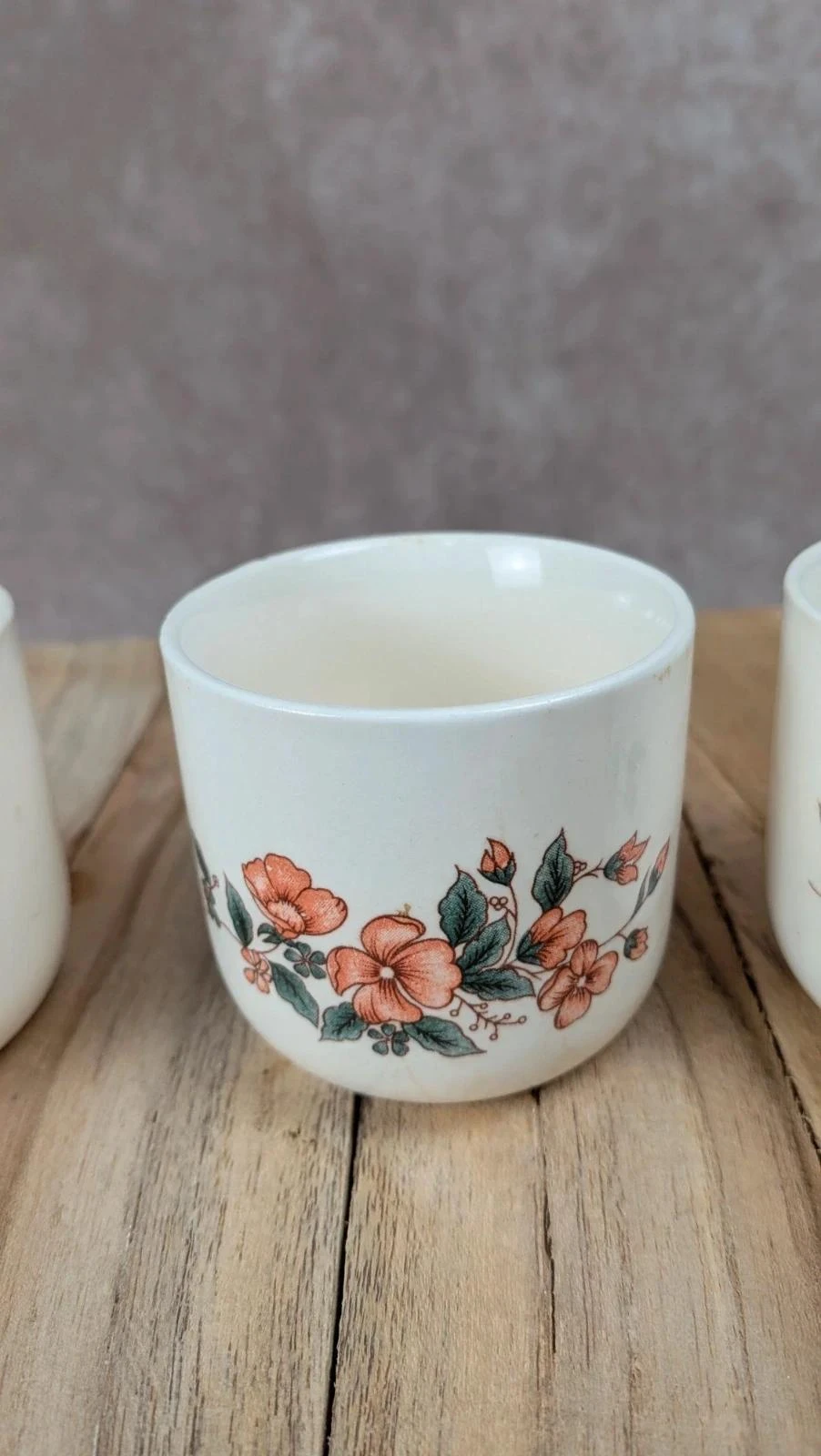 Lote de 3 tazas antiguas de cerámica con decoración floral – photo 4